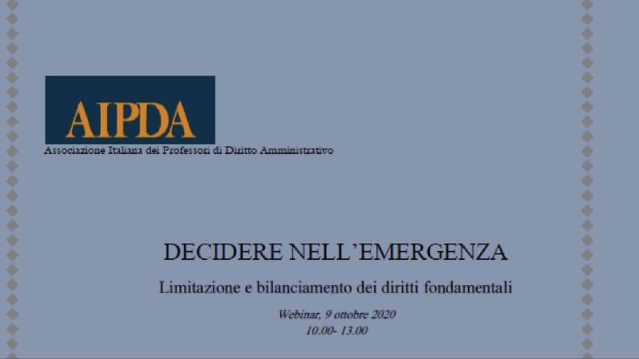 Decidere nell’emergenza. Limitazione e bilanciamento dei diritti fondamentali.