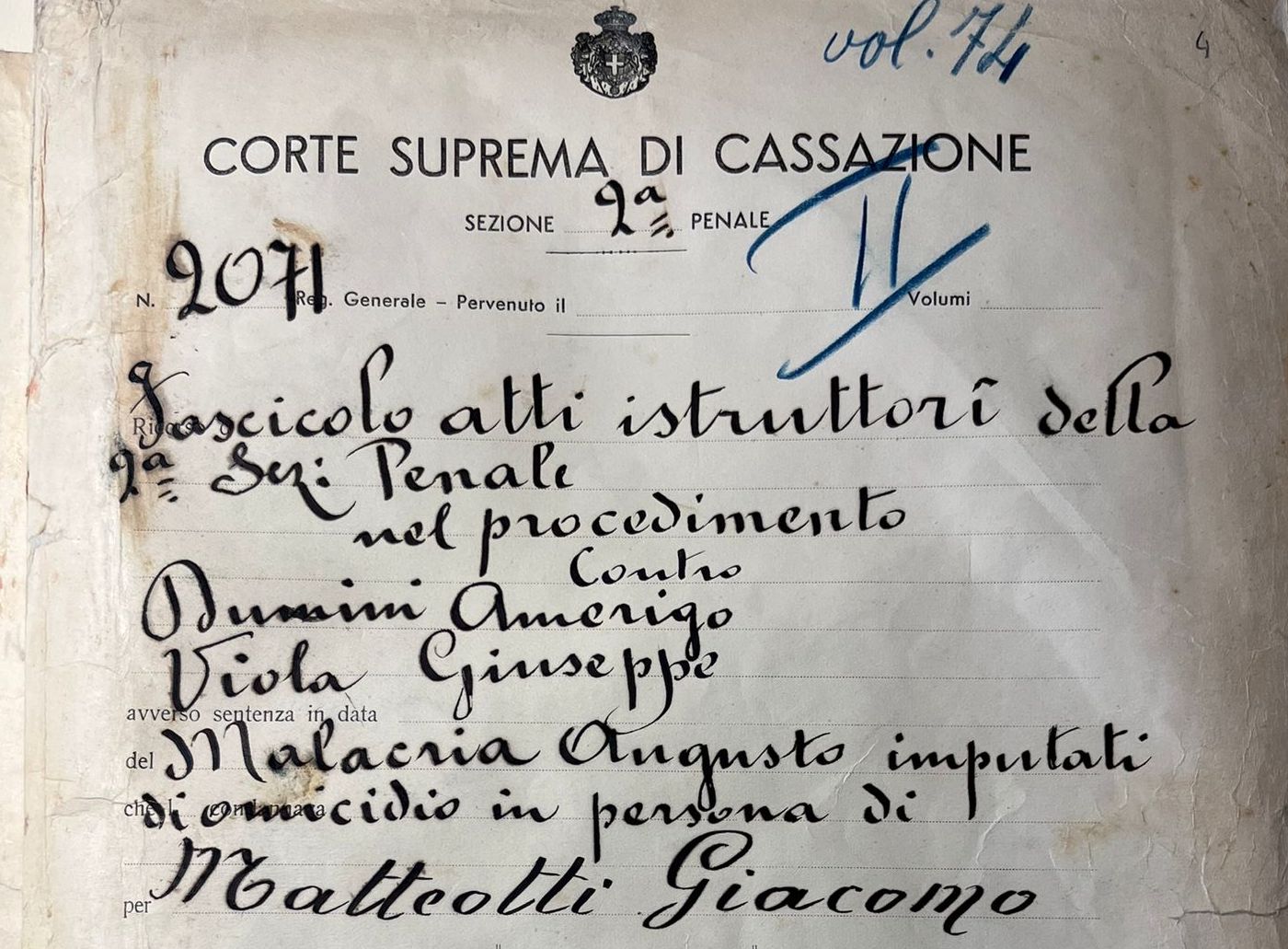 A margine del Processo Matteotti: la coerenza di un magistrato in tempo di regime