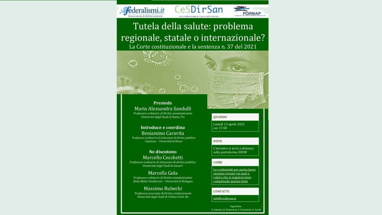 Tutela della salute: problema regionale, statale o internazionale?