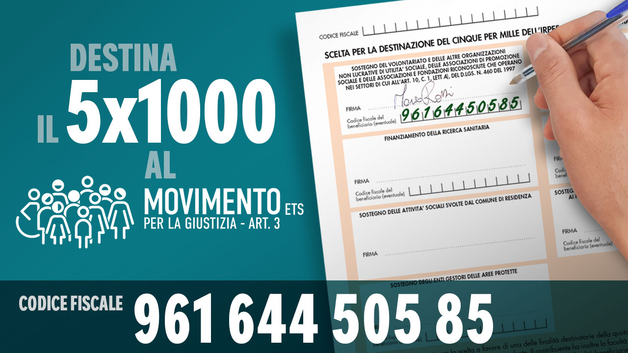 Il 5x1000 al&nbsp;Movimento per&nbsp;la&nbsp;Giustizia - Art.&nbsp;3