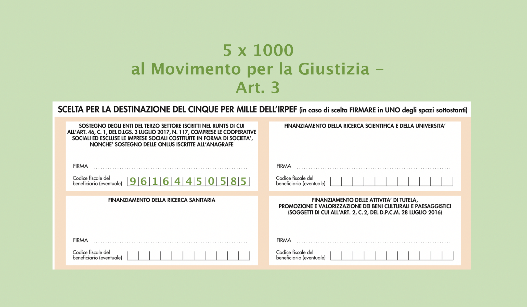 Il 5x1000 al Movimento per la Giustizia Articolo 3