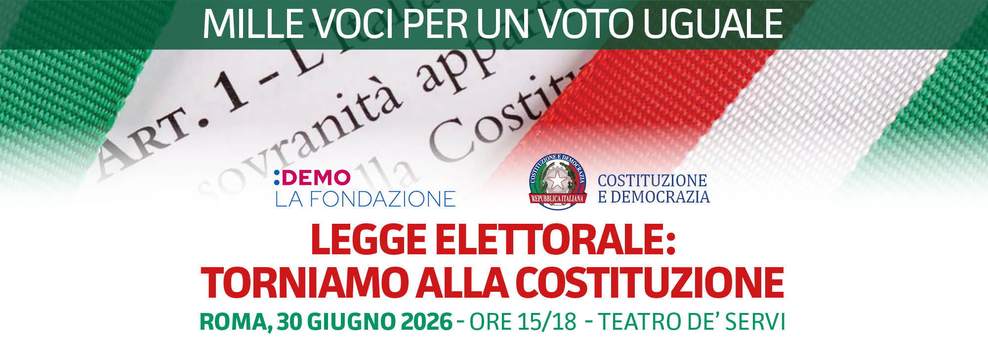 Legge elettorale: ritorniamo alla Costituzione (Roma, 30 giugno 2026)